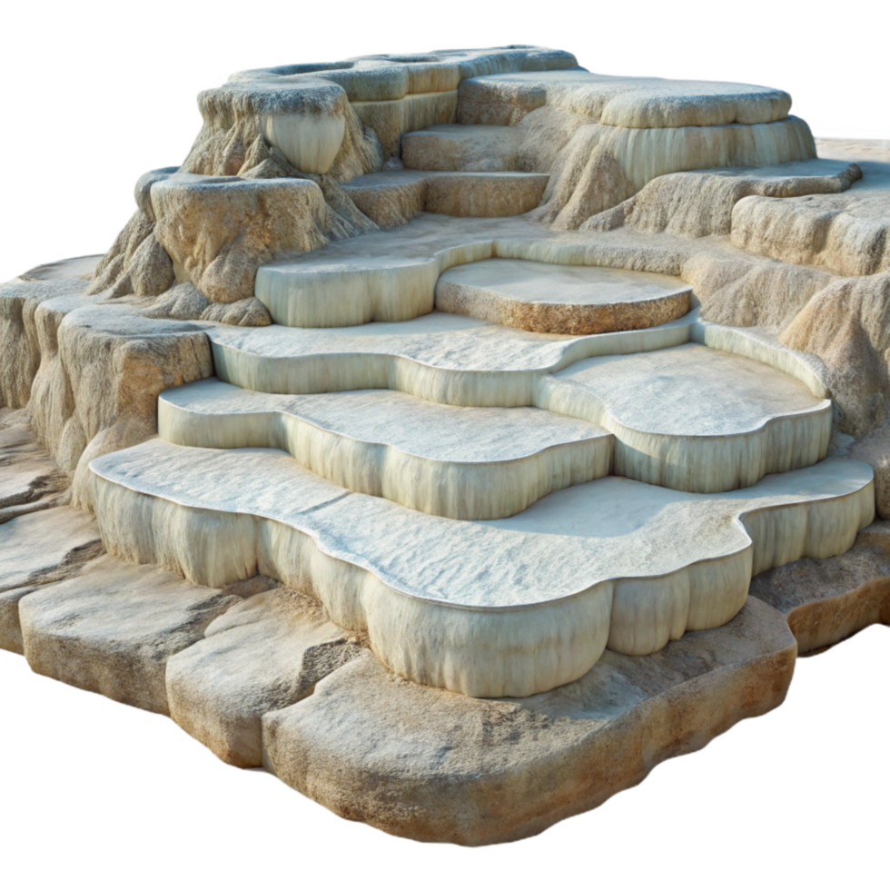 impressive rustic Pamukkale Travertine Terraces White Mineral Deposits Isolated original png