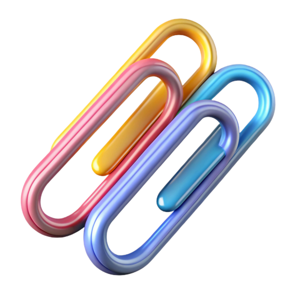 dramatic traditional Paper Clips Assorted Colors Isolated high quality png