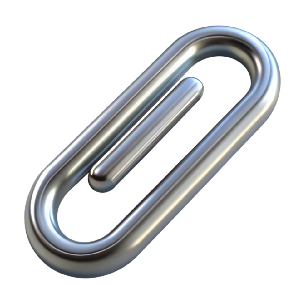 elegant classic Paper Clip Silver Isolated on Transparent Background exclusive png