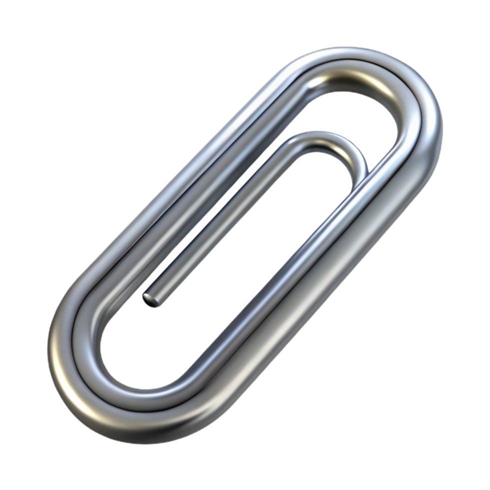 elegant classic Paper Clip Silver Isolated on Transparent Background png