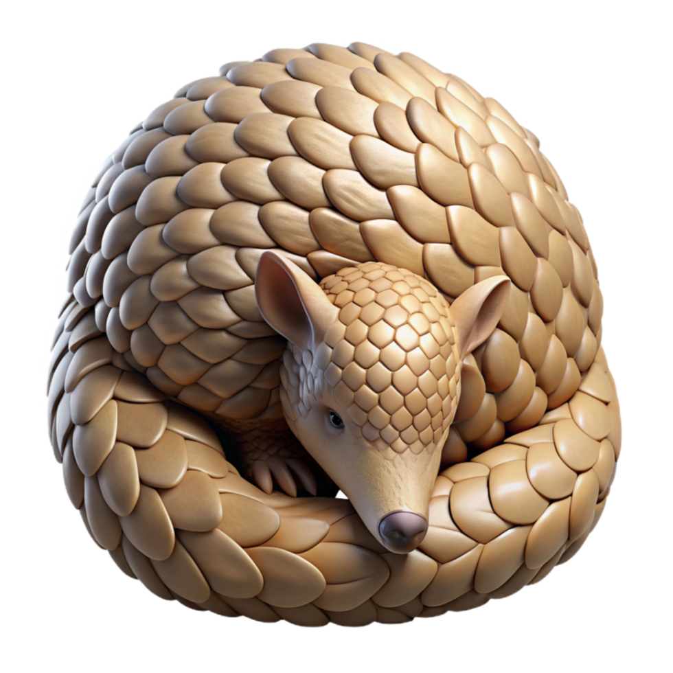 stunning artistic Pangolin Curled Up Defense Posture Cutout Transparent Background detailed png