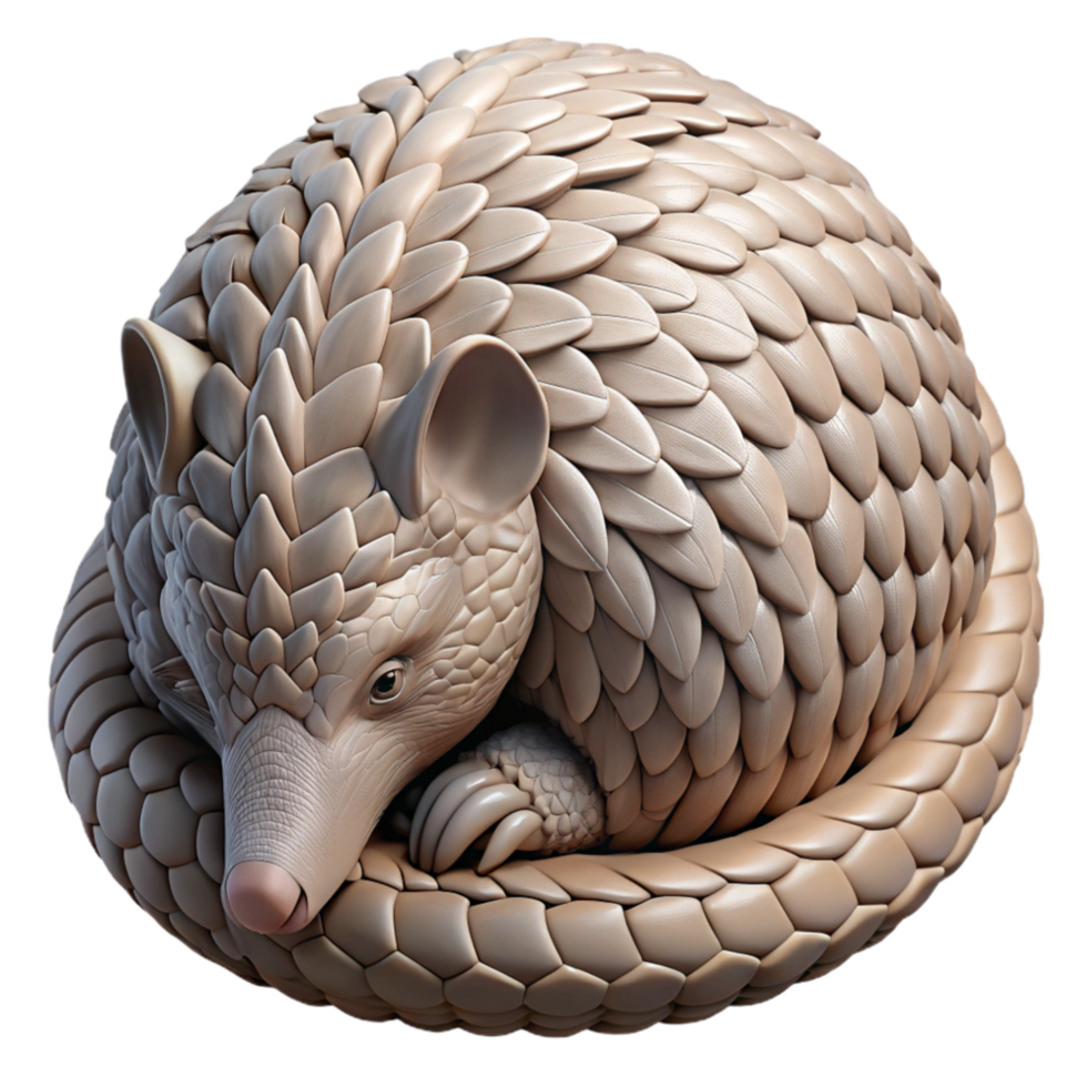 beautiful minimalist Pangolin Curled Up Defense Posture Cutout Transparent Background high quality png