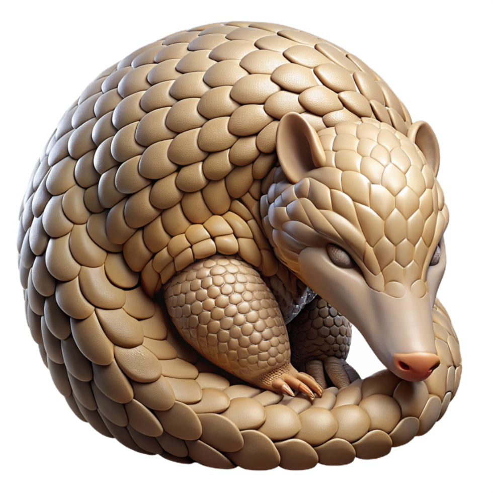 stunning classic Pangolin Curled Up Defense Posture Cutout Transparent Background detailed png