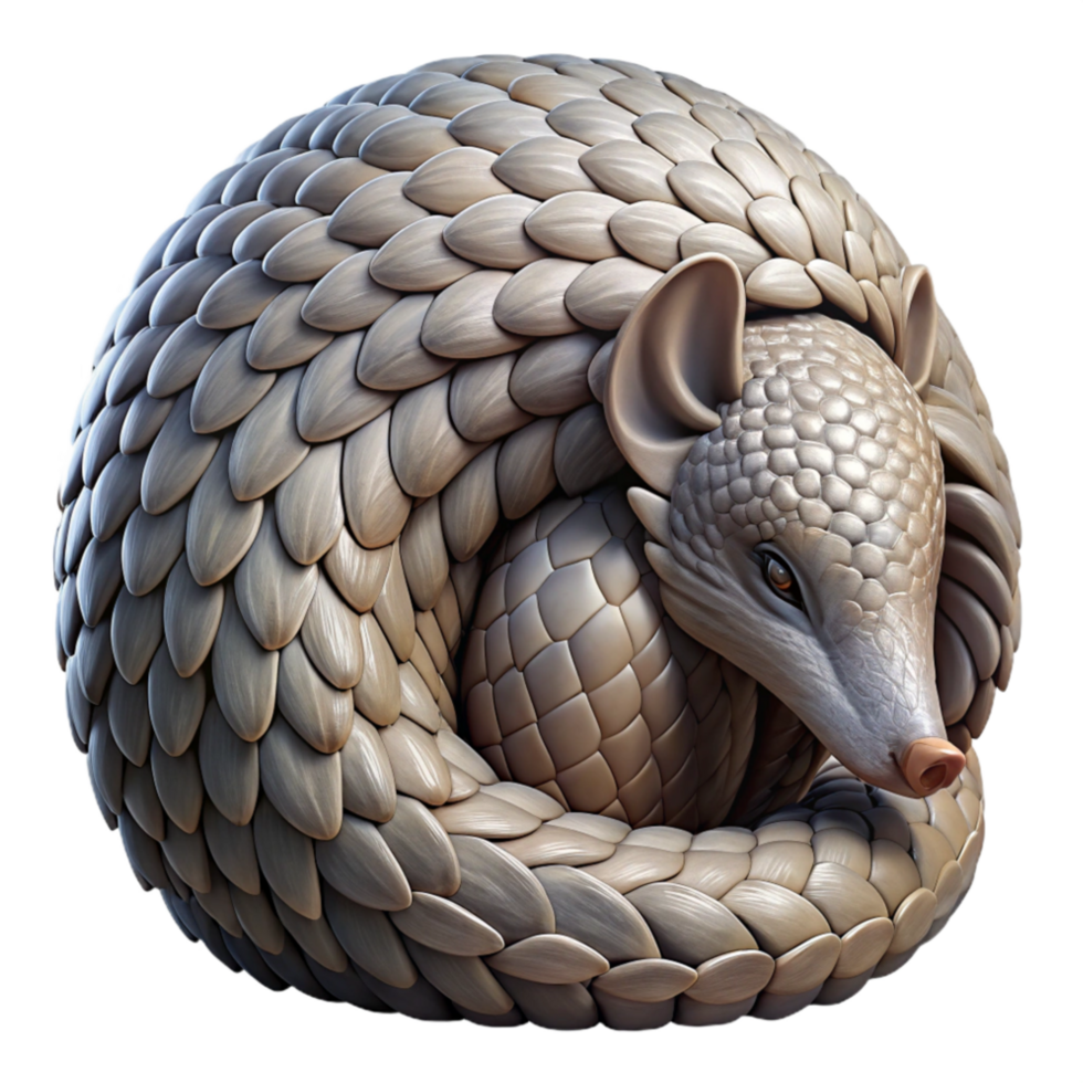 dramatic abstract Pangolin Curled Up Defense Posture Cutout Transparent Background professional png