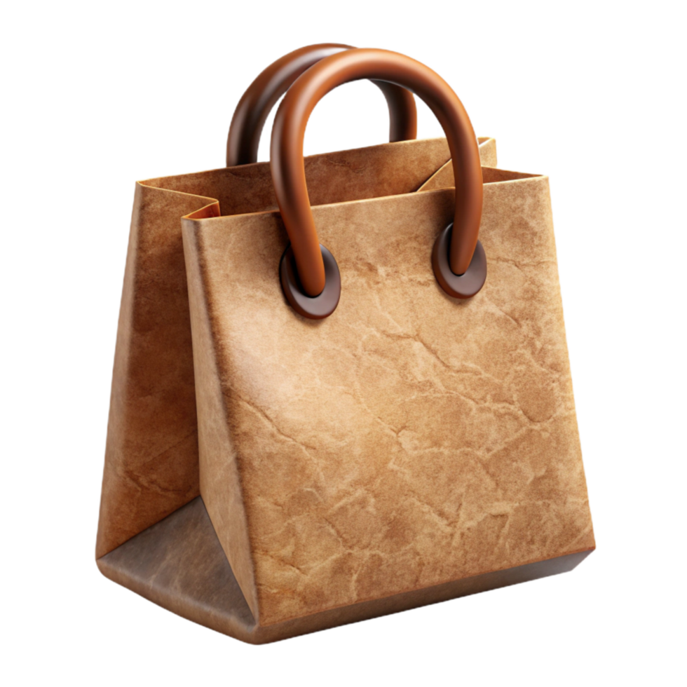 beautiful rustic Paper Shopping Bag with Green Logo Transparent Background high quality png