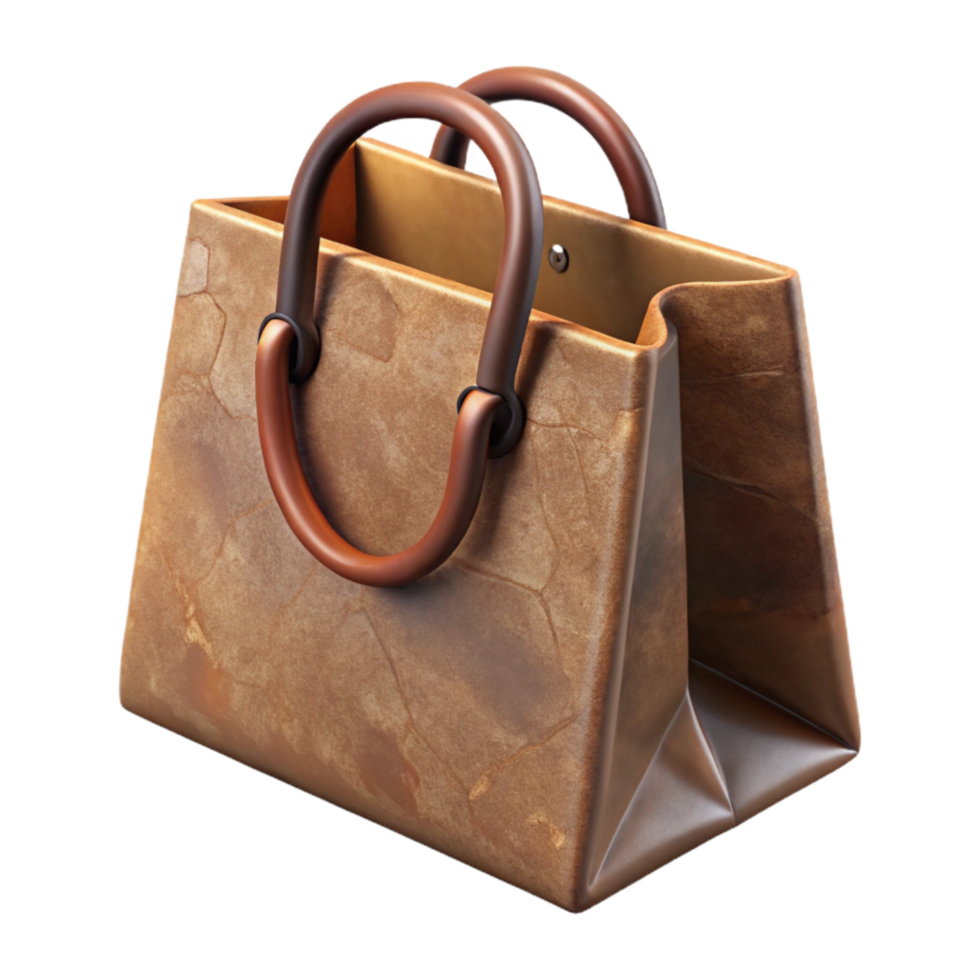 beautiful modern Paper Shopping Bag with Green Logo Transparent Background authentic png