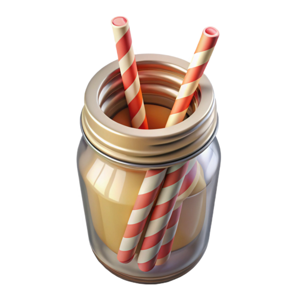 extraordinary traditional Paper Straws in a Glass Jar Top View Cutout premium png