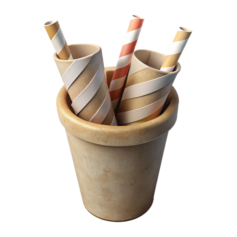 extraordinary minimalist Paper Straws Wrapped in Paper Isolated Cutout exclusive png