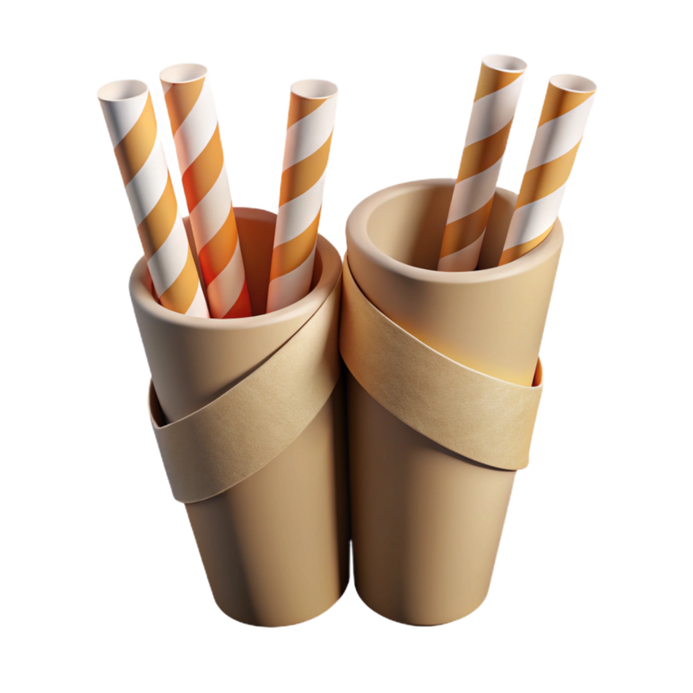 extraordinary minimalist Paper Straws Wrapped in Paper Isolated Cutout original png