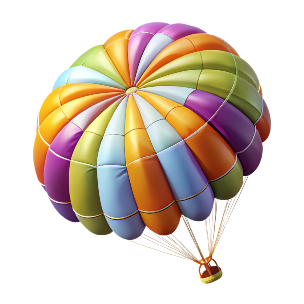 vibrant creative Parasailing Colorful Parachute Aerial View Isolated high resolution png