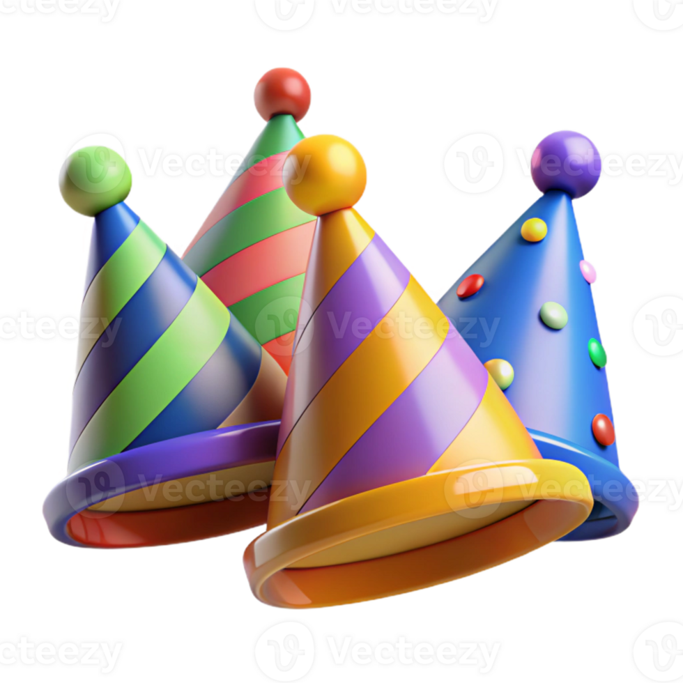magnificent rustic Party Hats Cone Shaped Colorful Isolated detailed png