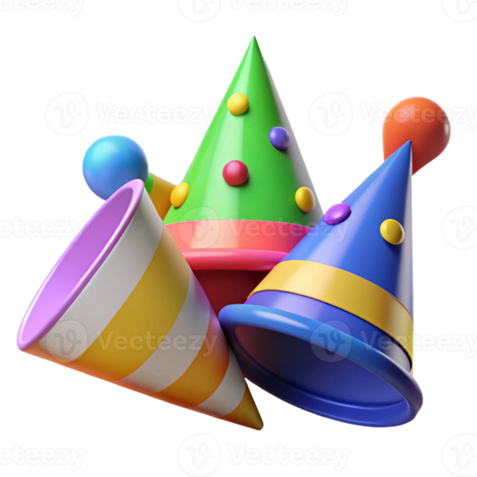 wonderful traditional Party Hats Cone Shaped Colorful Isolated exclusive png