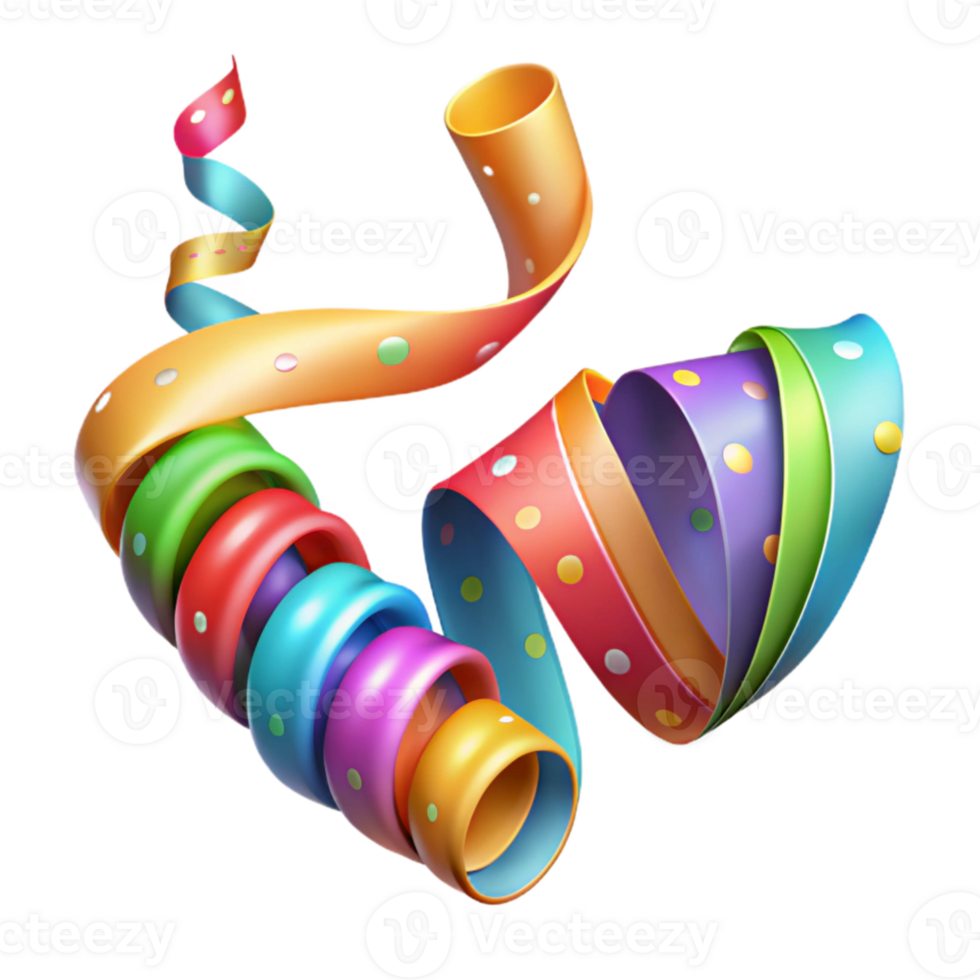 serene minimalist Party Streamers Curled Colorful Transparent Background high quality png