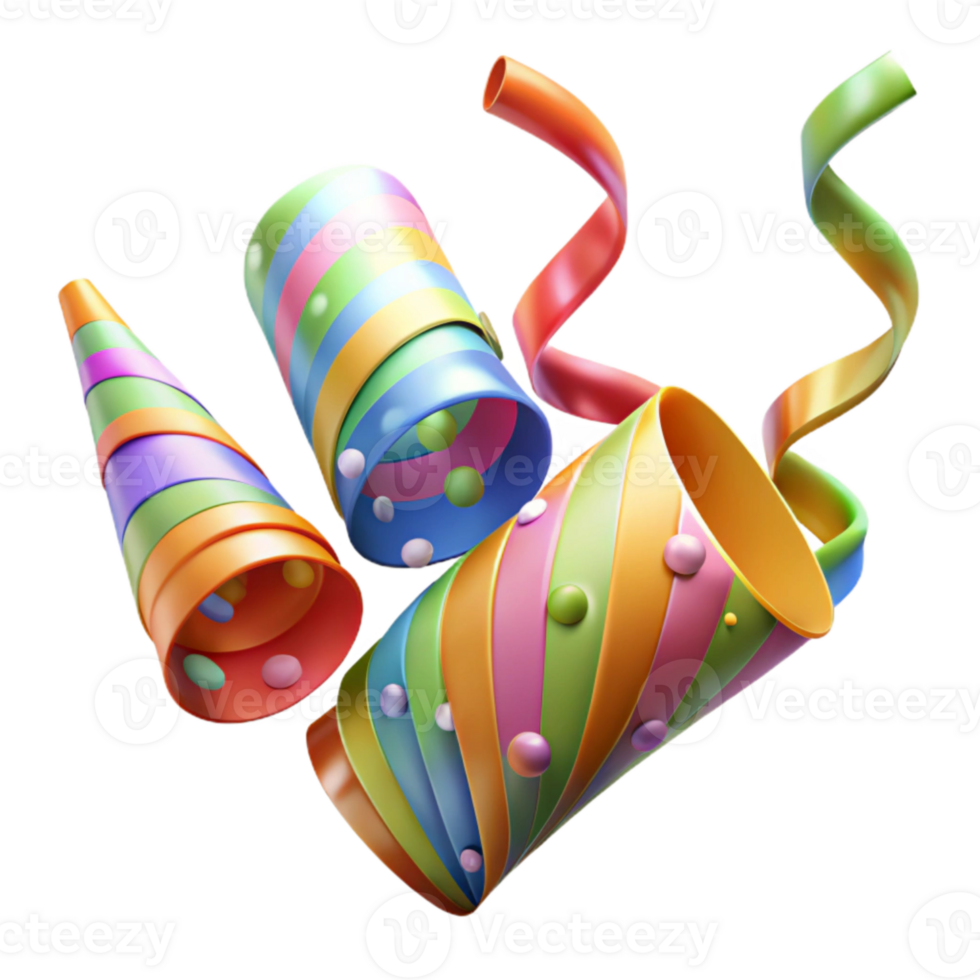 stunning vintage Party Streamers Curled Colorful Transparent Background genuine png
