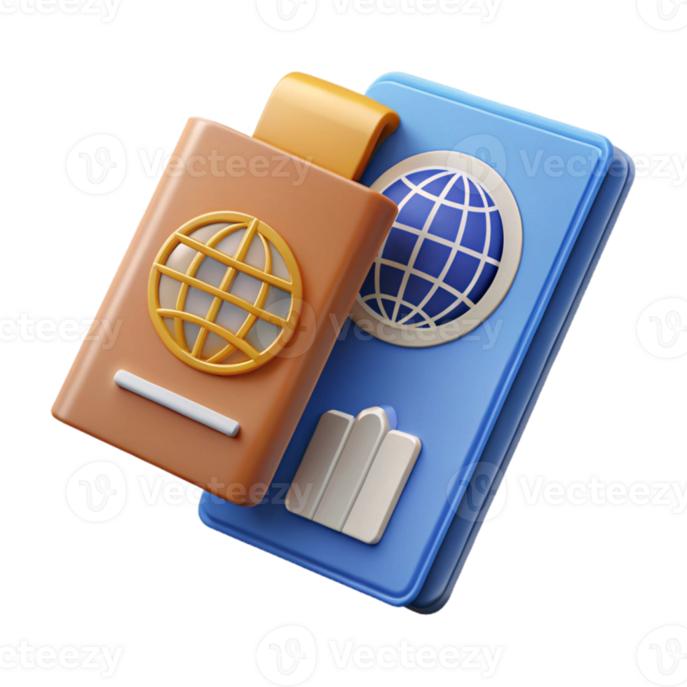 vibrant rustic Passport and Boarding Pass Top Down View Transparent original png