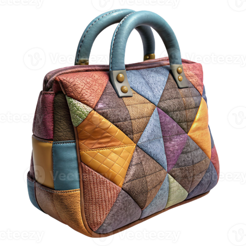 extraordinary traditional Patchwork Bag Multicolored Fabric Isolated professional png