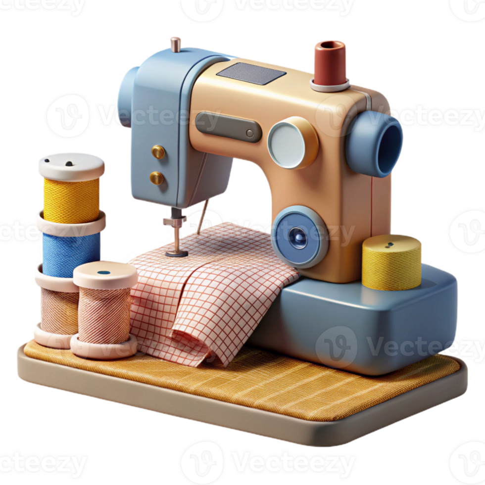 magnificent creative Pattern Maker with Sewing Machine and Fabric Samples Transparent Background professional png