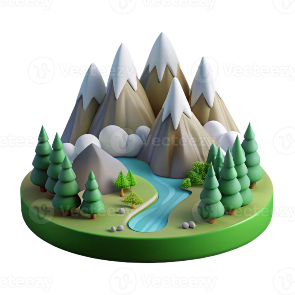 elegant traditional Peaceful Mountain Scene Landscape Cutout detailed png