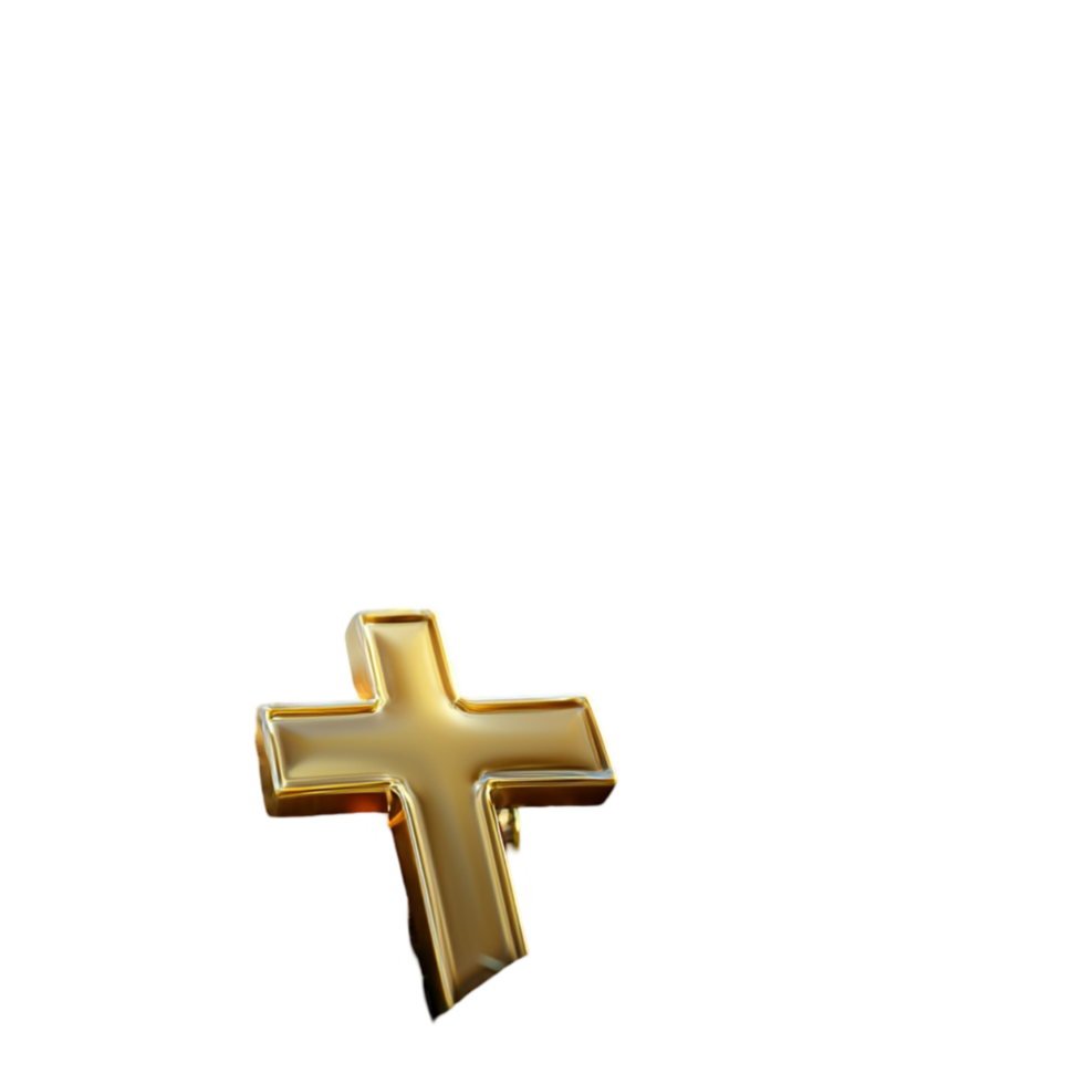 Shiny golden cross symbol representing faith spirituality png