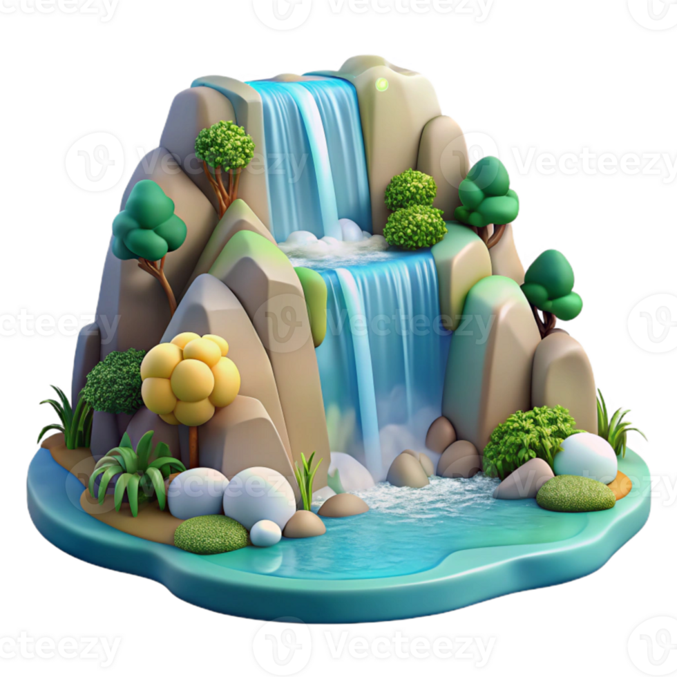 wonderful creative Peaceful Waterfall Scene Nature Inspired Cutout premium png