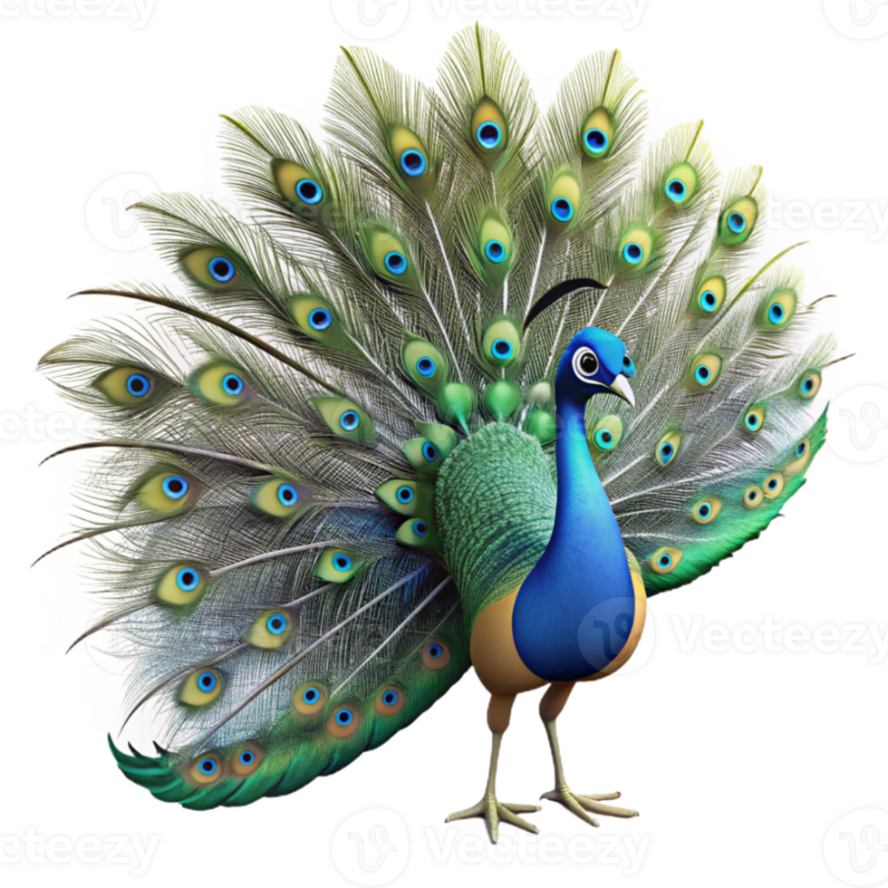 vibrant rustic Peacock Displaying Tail Feathers Full View exclusive png