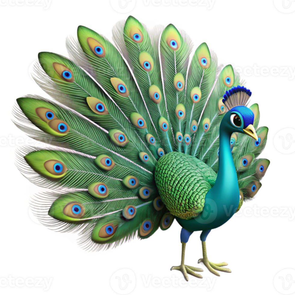 vibrant classic Peacock Displaying Tail Feathers Full View high quality png