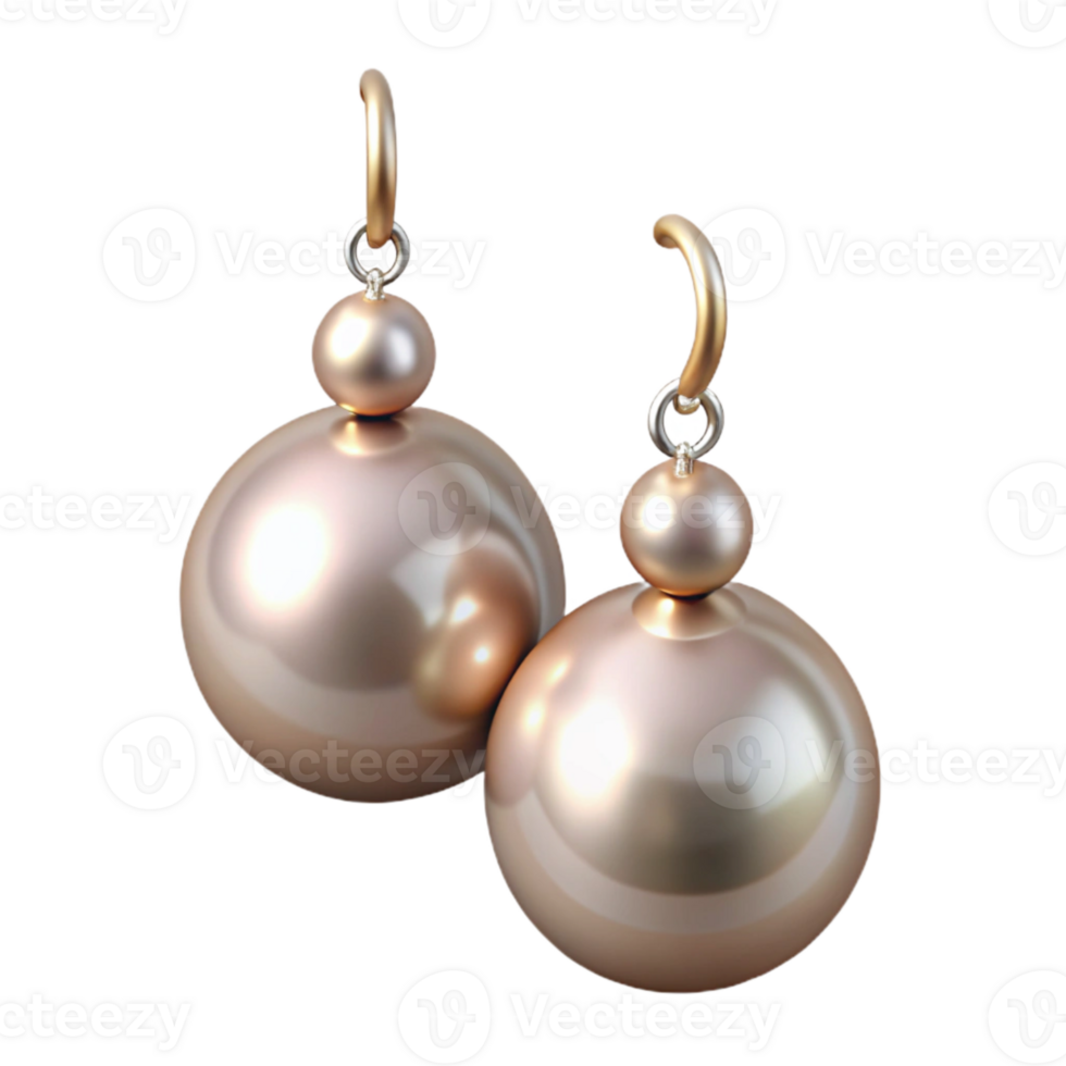 dramatic rustic Pearl Earrings Dangling Downward View authentic png