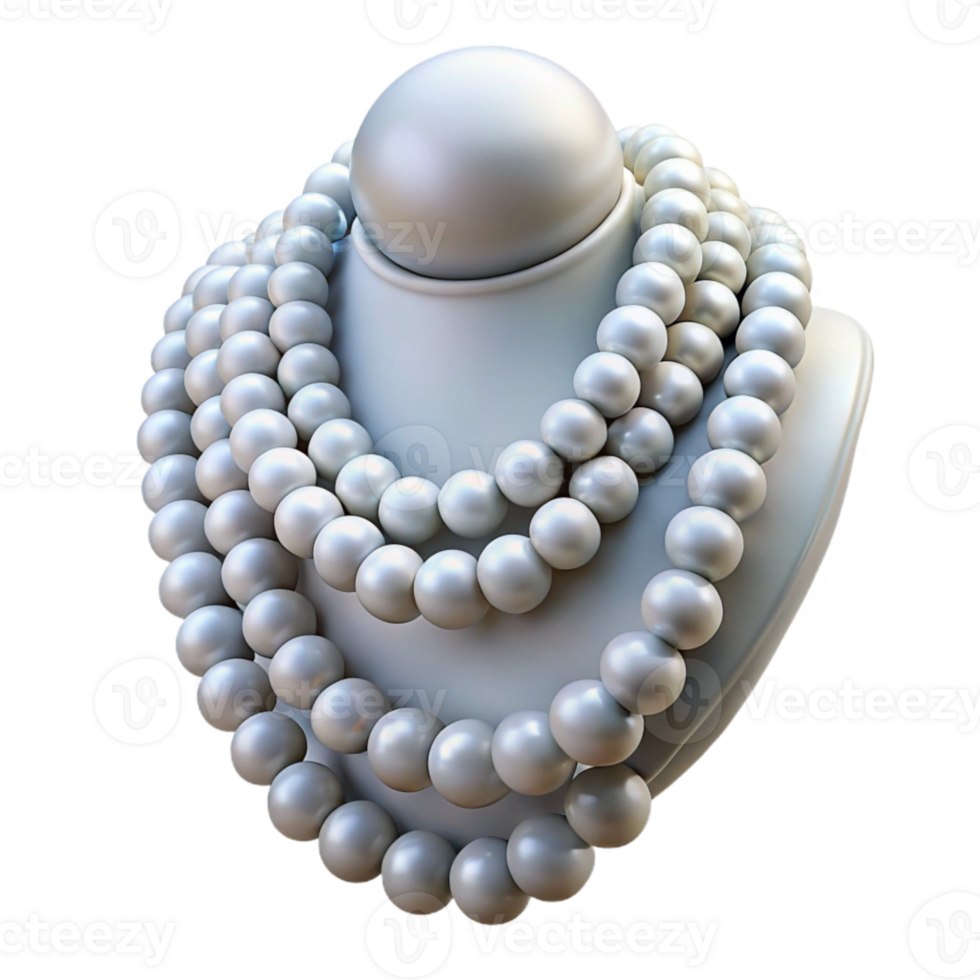 beautiful rustic Pearl Necklace Layered White Transparent Background high resolution png