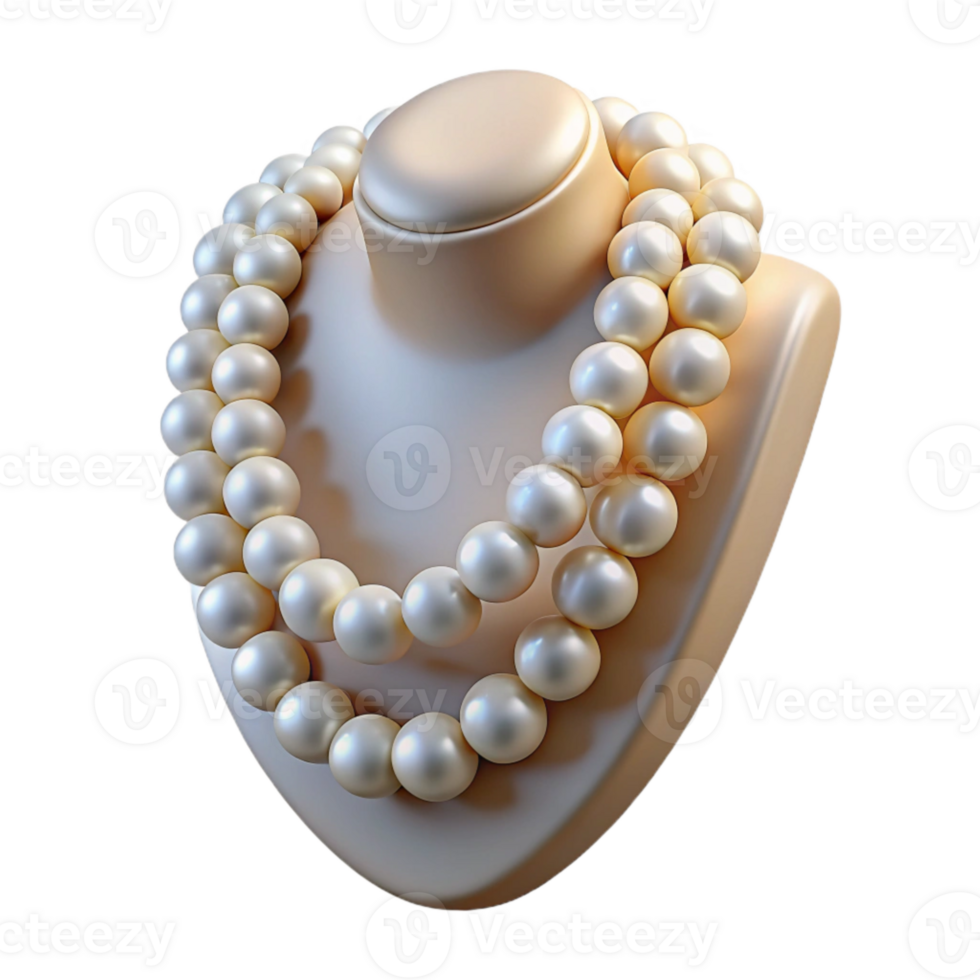 beautiful modern Pearl Necklace Layered White Transparent Background detailed png
