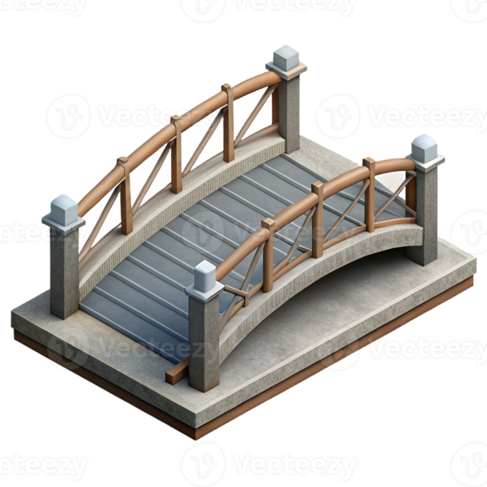 vibrant traditional Pedestrian Bridge Isometric View Cutout detailed png