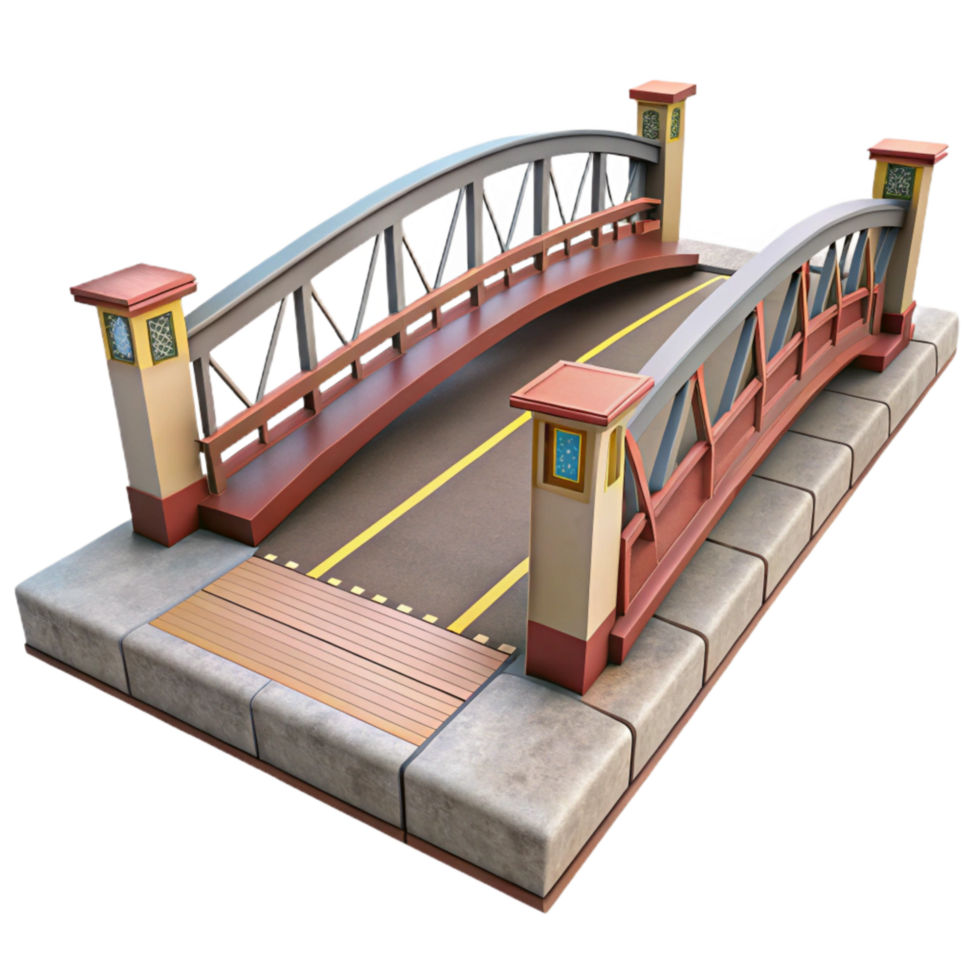 serene classic Pedestrian Bridge Over City Street Transparent Background high quality png