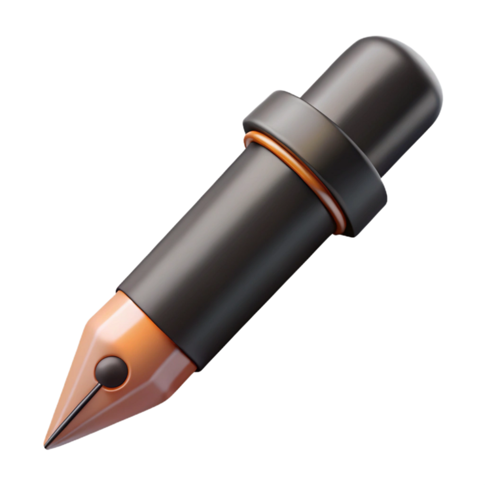elegant artistic Pen Black Ink Isolated on Transparent Background detailed png
