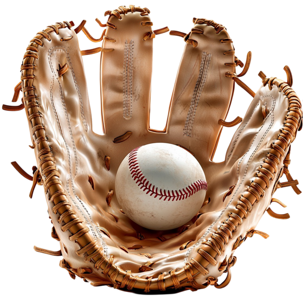 baseball glove holding a perfectly clean baseball png