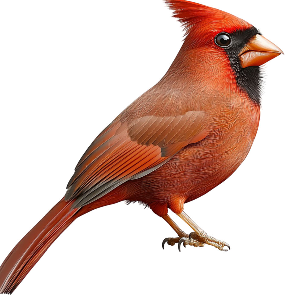 Vibrant red cardinal bird perched its feathers sleek png