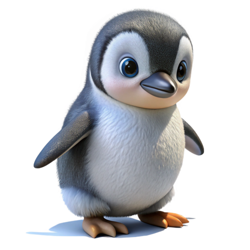 impressive artistic Penguin Chick Waddling on Ice Isolated Cutout authentic png