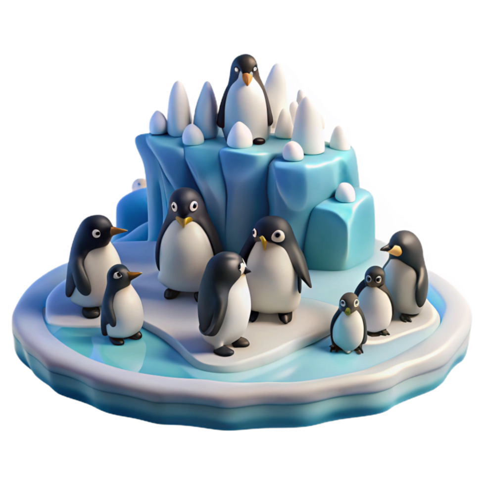 magnificent artistic Penguin Colony Antarctic Ice authentic png