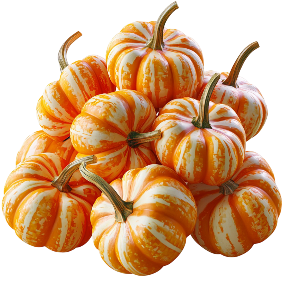 Pile of small orange pumpkins striped patterns png