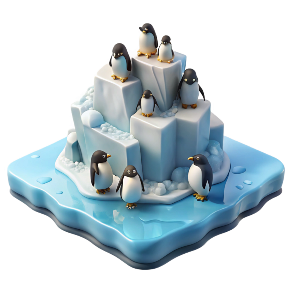 elegant creative Penguin Colony on Ice Floe Transparent Background png