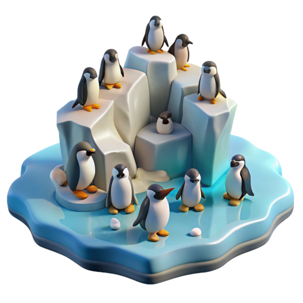 impressive artistic Penguin Colony Antarctic Ice high quality png