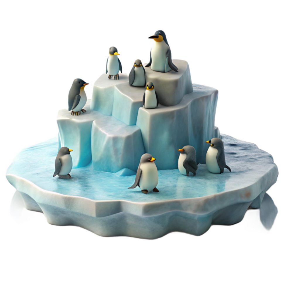 serene creative Penguin Colony on Iceberg premium png