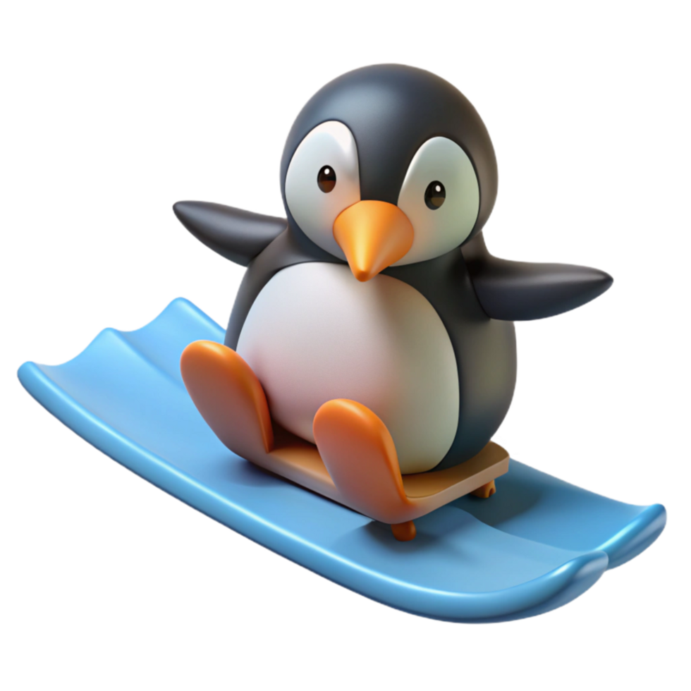 magnificent creative Penguin Sliding on Ice Isolated Cutout high quality png