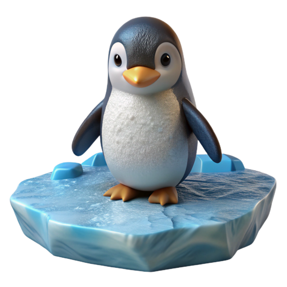 dramatic creative Penguin on Ice Cutout Element detailed png