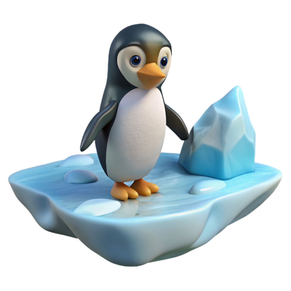 vibrant creative Penguin Walking Ice Floe Cutout detailed png