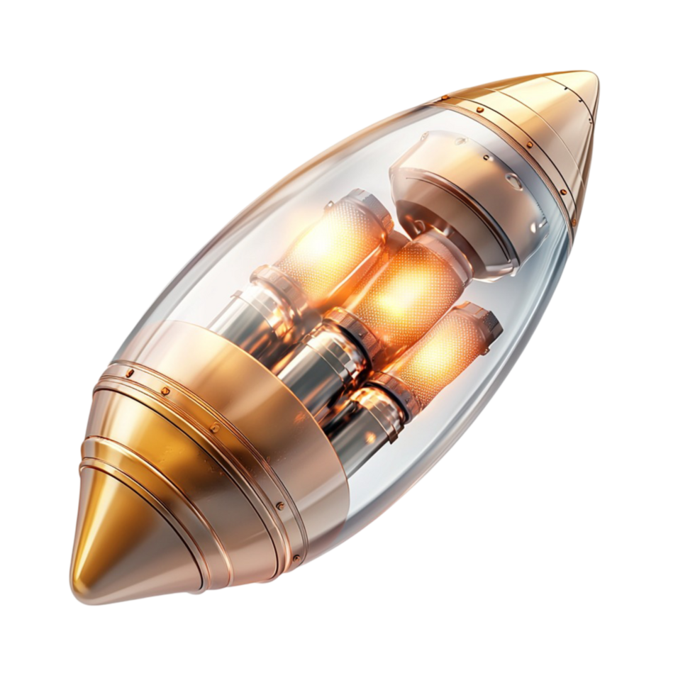 Futuristic glowing bullet metallic elements png