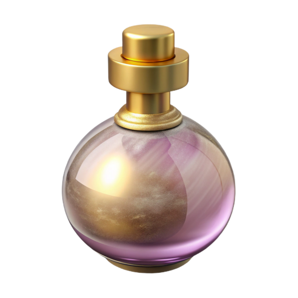 elegant artistic Perfume Bottle with Golden Cap premium png