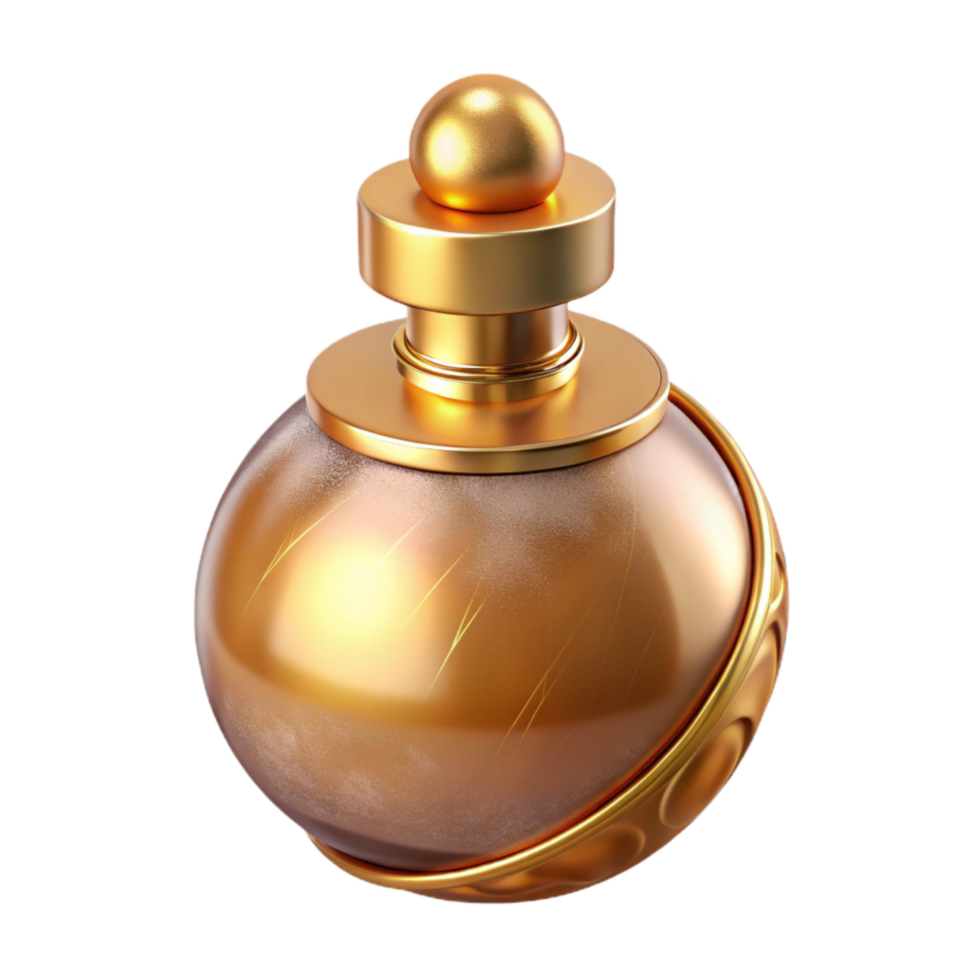 beautiful artistic Perfume Bottle with Golden Cap genuine png