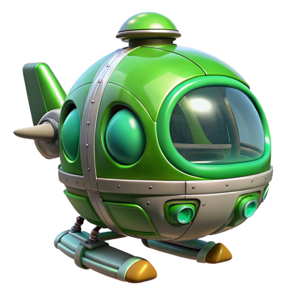 beautiful modern Personal Flying Pod Green Accents Element high quality png