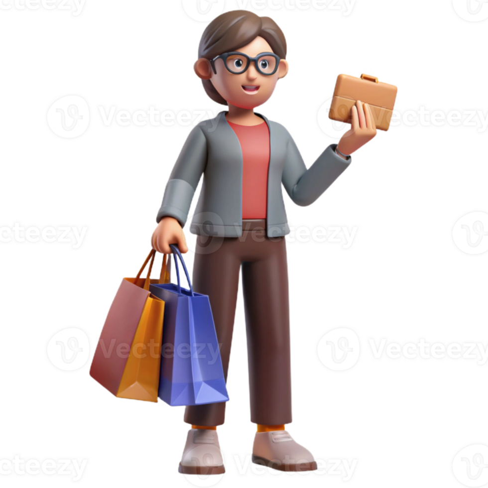 magnificent contemporary Personal Shopper with Shopping Bags and Credit Card high resolution png