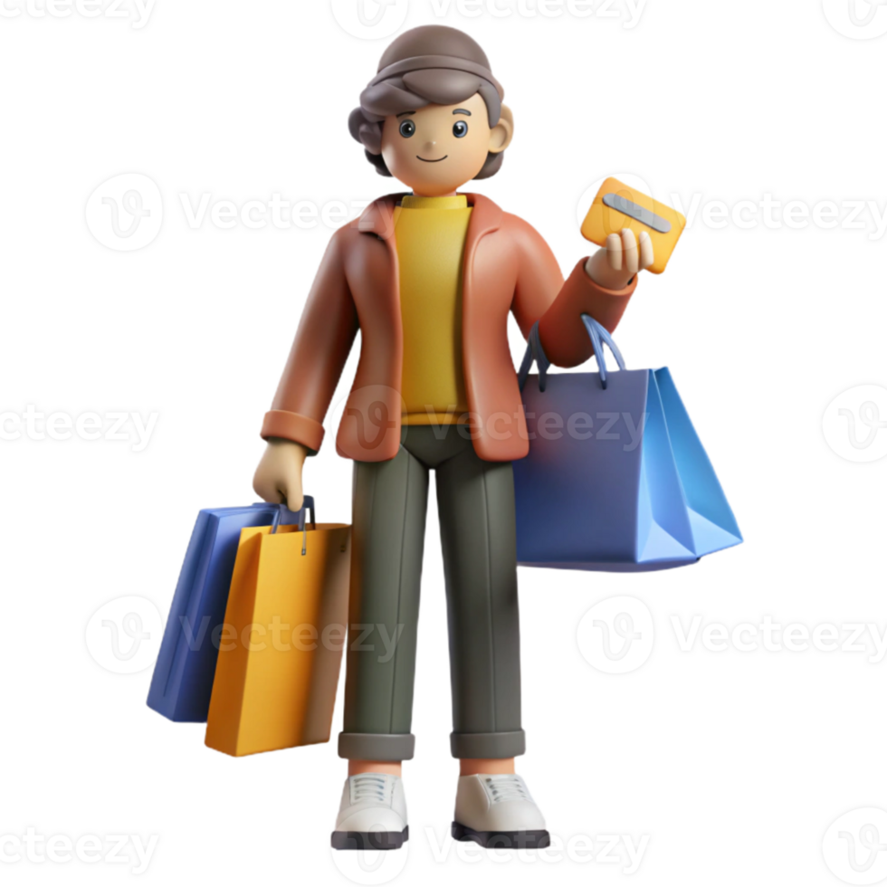 elegant creative Personal Shopper with Shopping Bags and Credit Card png