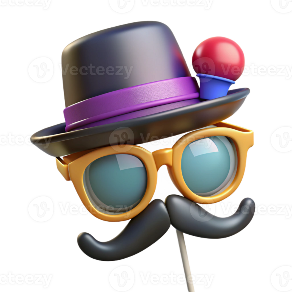 vibrant rustic Photo Booth Props Funny Hats and Glasses Transparent Background high resolution png